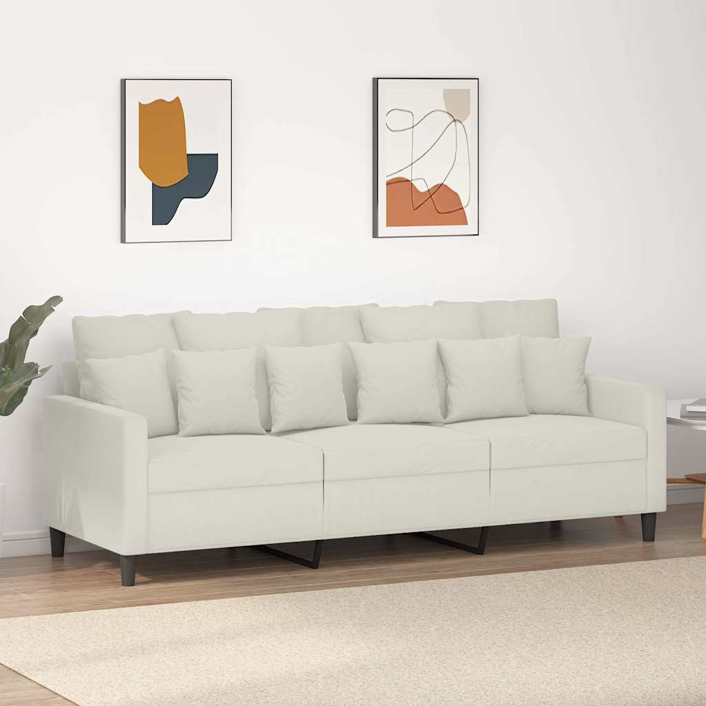 3 Seater Cream Sofa 180 Cm Velvet