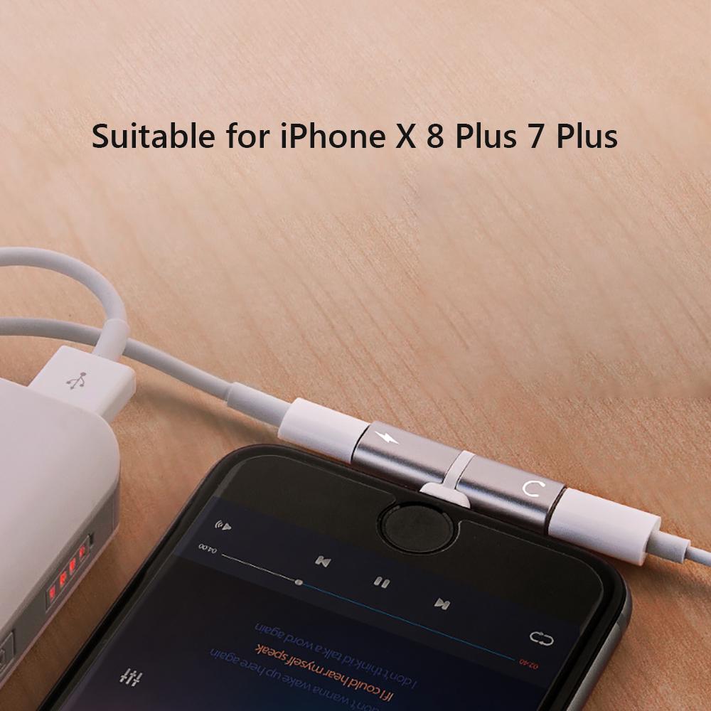 Mini Lightning Splitter Adapter Audio AUX Konverter Adapter mit zwei Lightning-Anschlüssen Kopfhöreranschluss Ladeanschluss für iPhone 7 Plus 8 Plus X