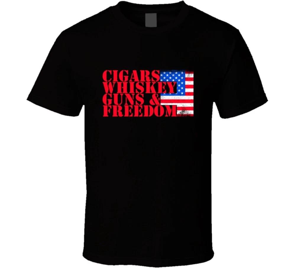 

Cigar Whiskey Guns & Freedom Patriotic Gift 2a T Shirt L