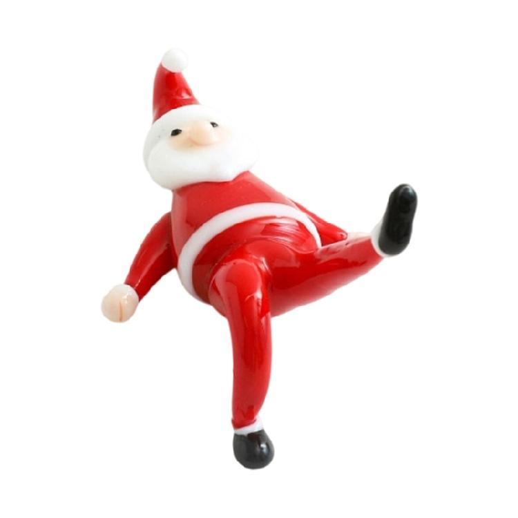 Christmas Decorative Figurine Santa Clauses Ornament Glass Yogas Santa Clauses Figurines for Holiday Car Home Decorations