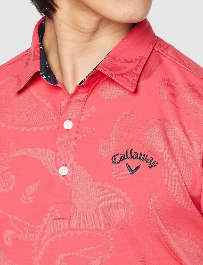 Callaway Short Sleeve Polo Shirt UV Golf C23134114 M Men's (Paisley Pattern, Protection, Moisture-Wicking, Quick-Drying) / / 1100_Red