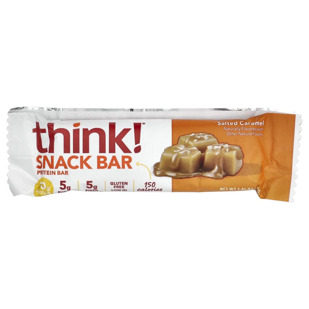 Think!, Protein+ 150 Calorie Bars, Salted Caramel, 5 Count, 1.41 Oz (40 G) Per Bar