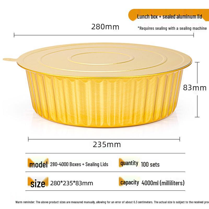 Hantun Sealable Aluminum Foil Takeout Containers with Film, 100 Sets