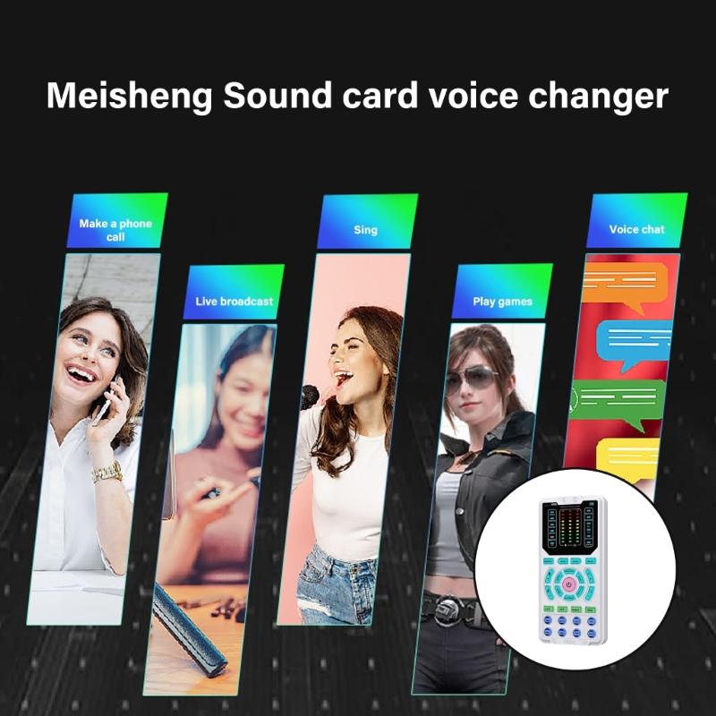 Portable Voice Modulator Sound Card Real Time Voice Changing Control For PC Live Streaming Gaming Recording