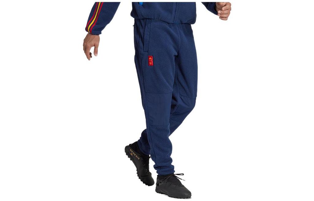 adidas Knitted Sweatpants Men's Blue Thickened Straight Fit Pants HE8918