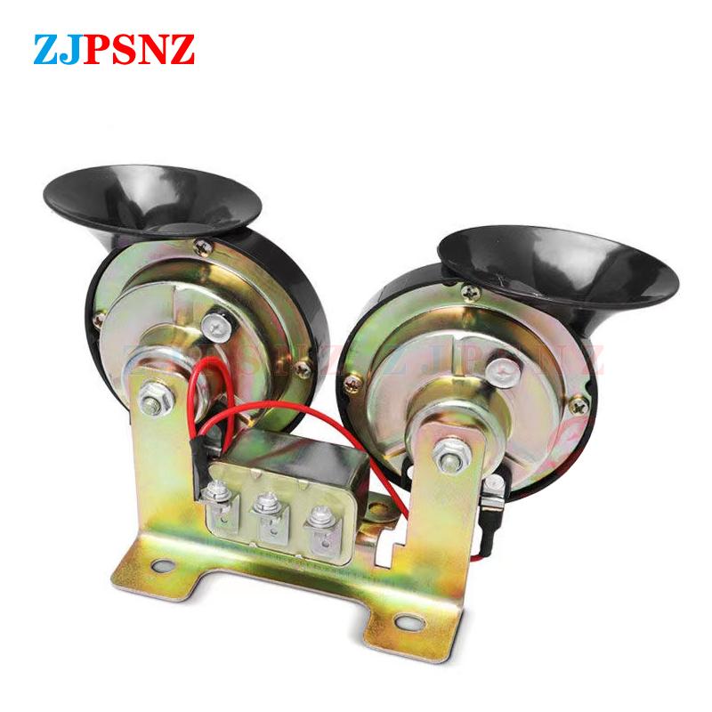 12V 24V Car Snail Horn With Relay Metal Bracket High/Low Dual-Tone Sound Electric Horn Kits Waterproof For Truck Auto Motorcycle