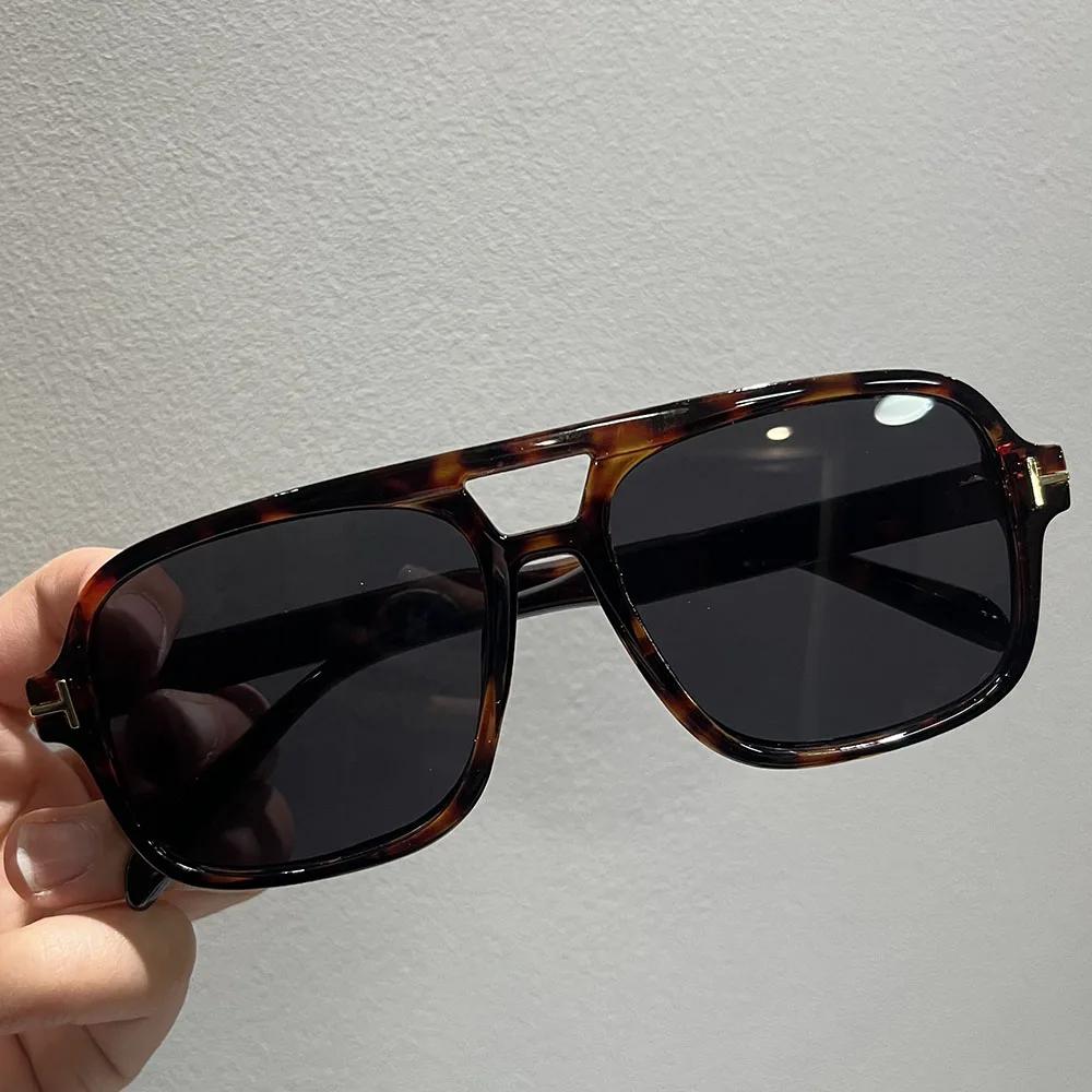 Vintage Classic Brand Designer Double Bridge Square Sunglasses Women For Men Male Luxury Sun Glasses Punk Big Frame Shades UV400