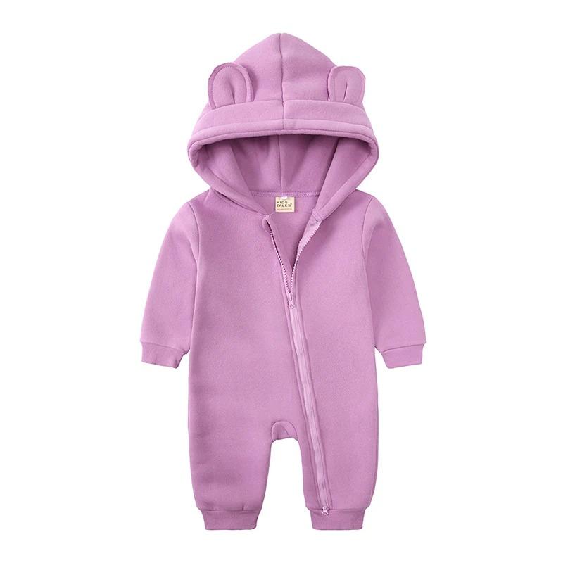 Baby Boys Girls Clothes Long Sleeve Rompers Solid Hoodies Bear Jumpsuit Costume Infant Onesies Bodysuit Newborn