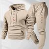 Black Retro Letter Print Men's 2-Piece Set: Hoodie Sweatshirt & Jogging Sweatpants for Winter
