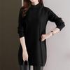 Half Turtleneck Knitted Sweater Women's Casual Long-sleeved Mid-length Sweater Solid Color Autumn and Winter Pullover
