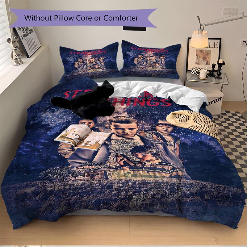 Stranger Things Adventure Print 3Pcs Bedding Setduvet Cover With 2 Bedropillowcase Home Birthday Gift