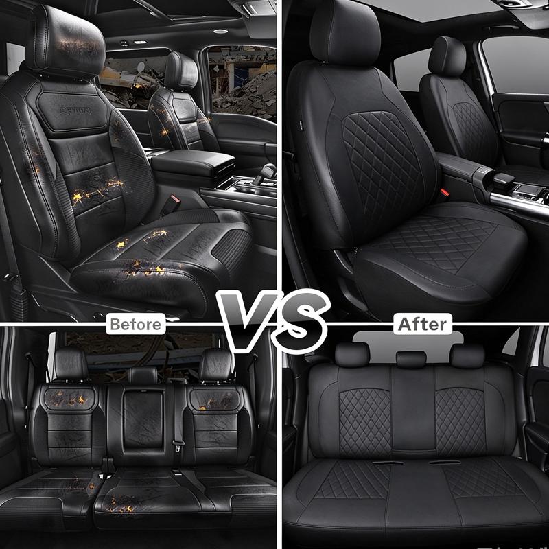 Universal Car Seat Covers PU Leather Rhombus Quilted Stitch Line Auto Seat Cushion Protector