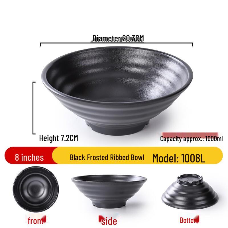 

Japanese Style Black Melamine Noodle Bowl