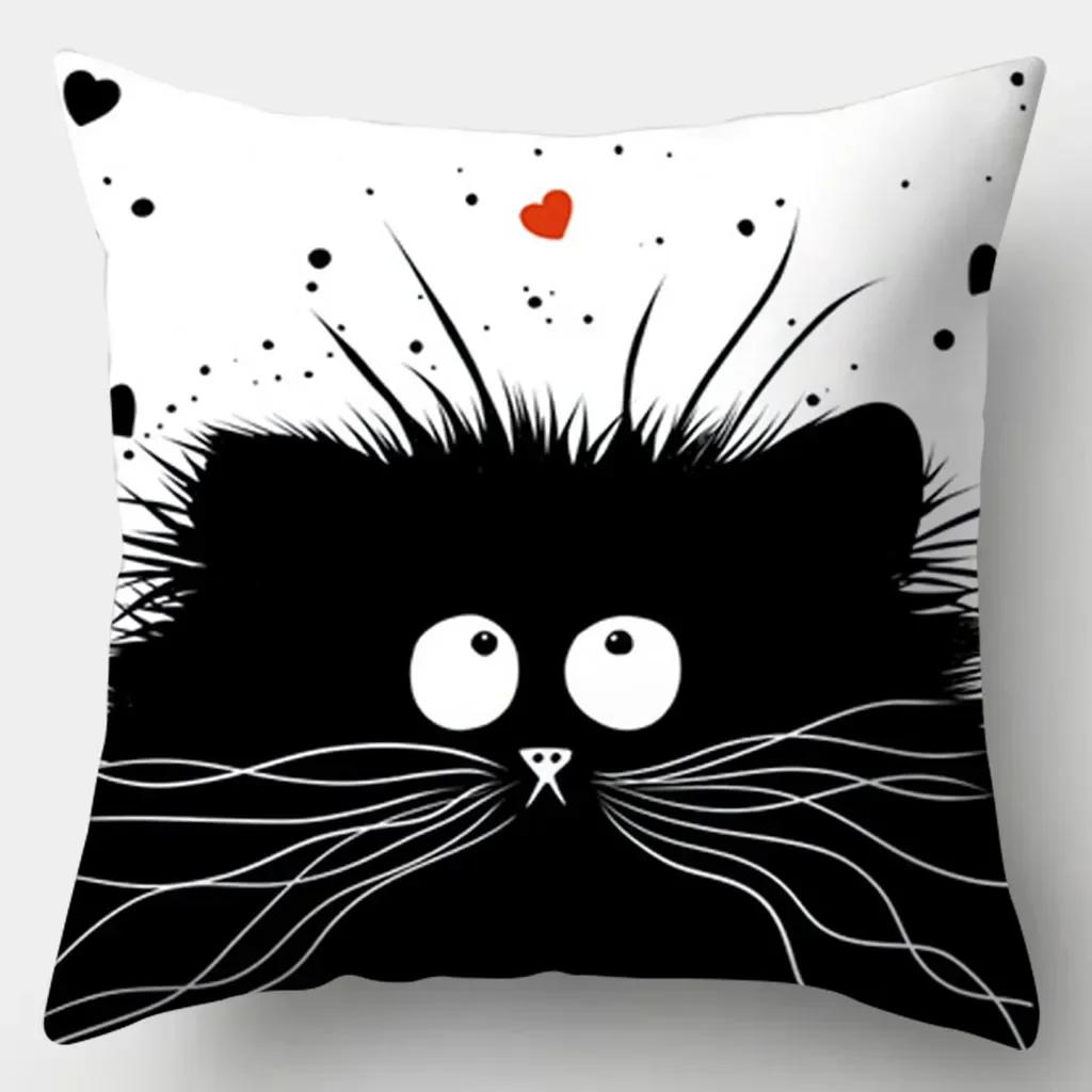 Cute Cat Pillowcase Square Sofa Pillow Cover Watercolor Loving Cushion cover