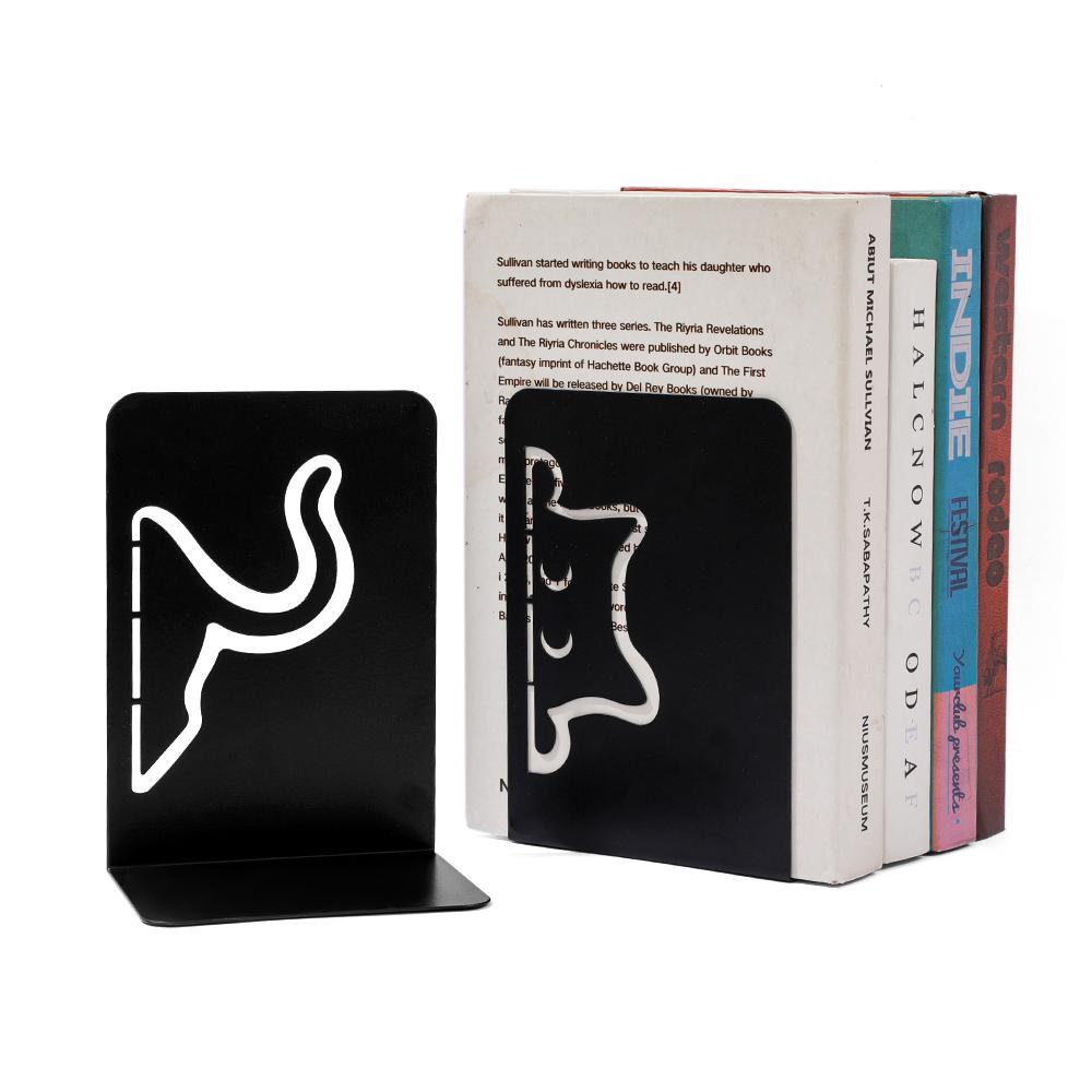 Cute Cat Hollow Out Metal Bookends Cartoon Hollow Book Shelf, Holiday Decoration Storage Stand, Christmas Valentine's Day Gift