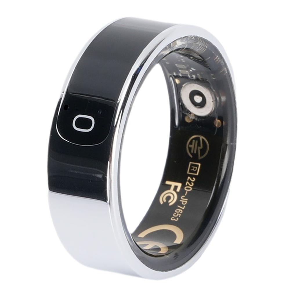 Smart Ring with Display Screen Gesture Control Fitness Ring Step Counter Multiple Sports Modes Silver Size 8 (18.2mm