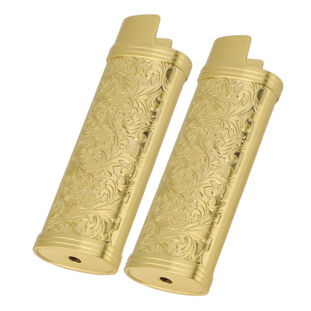 2PCS Lighter Case Cover Vintage Style Floral Stamped Zinc Alloy Shell for Lighter Protection