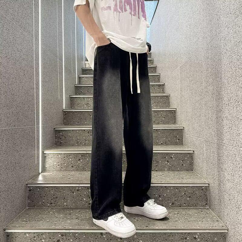 

Американские ретро джинсы хай-стрит: Унисекс Свободные Прямые Выстиранные Градиентные Повседневные Широкие Брюки на Весну S