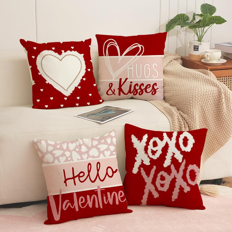 New Valentine's Day Pillow Cover Love Decoration Home Sofa Cushion Letter Print Bedside Cushion