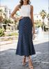 Women Bohemian Style A-Line High Waist Skirt Floral Print Satin Midi Skirt Lightweight Flowing Silhouette Summer Casual Skirt