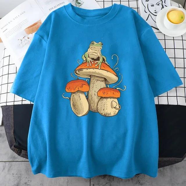 Cottagecore Estetik Svamp Dark Academia Groda Ny Herr T-shirts Hip Hop Sweat T-shirt Sommartoppar Bomull Oversize Herrkläder