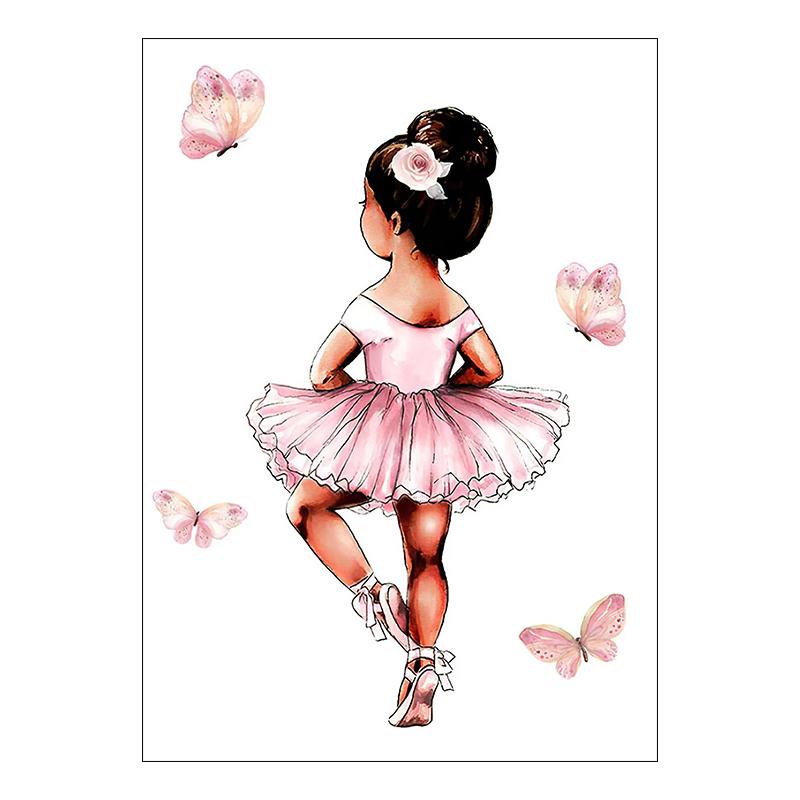 Black Little Girl Ballet Canvas Painting Butterfly Wing Wall Art Nordic Posters And Prints Wall Pictures Baby Kids Room Decor Unframed