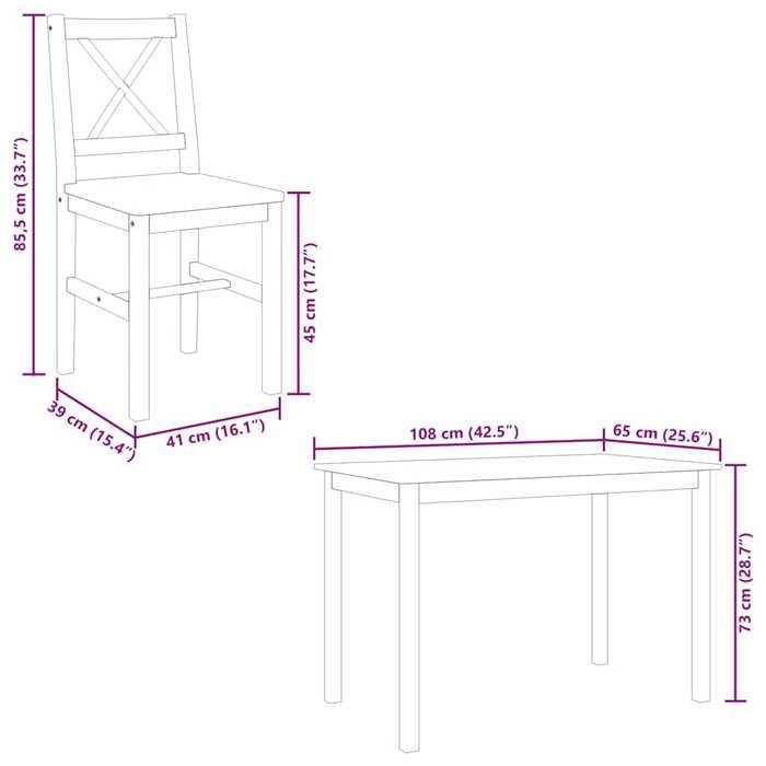 VidaXL Ensemble de salle à manger 5 pcs Blanc