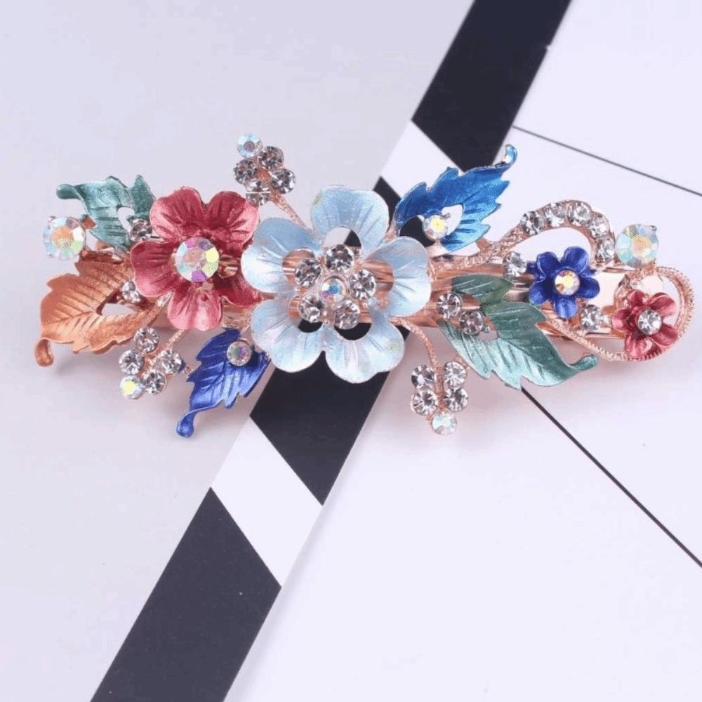 Oil Drip Design Zinc Zinc Alloy Hair Clip Floating Rhinestone Women's Headwear Floral Spring Clip  Party