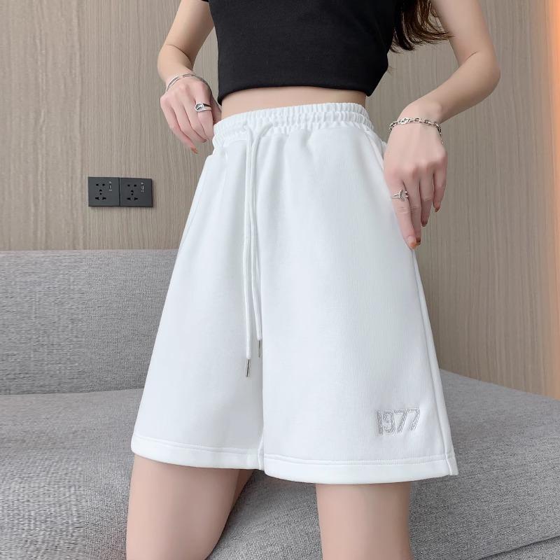 Hong Kong Vintage Chic Outside Wear Sports Shorts Pants Women's Summer Loose Thin Casual Pants High Waist Five Point Pants