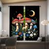 2pcs Black Night Mushroom Pattern Curtains - Polyester   Light Filtering   Rod Pocket Design for Bedroom   Living Room   Office - Wh