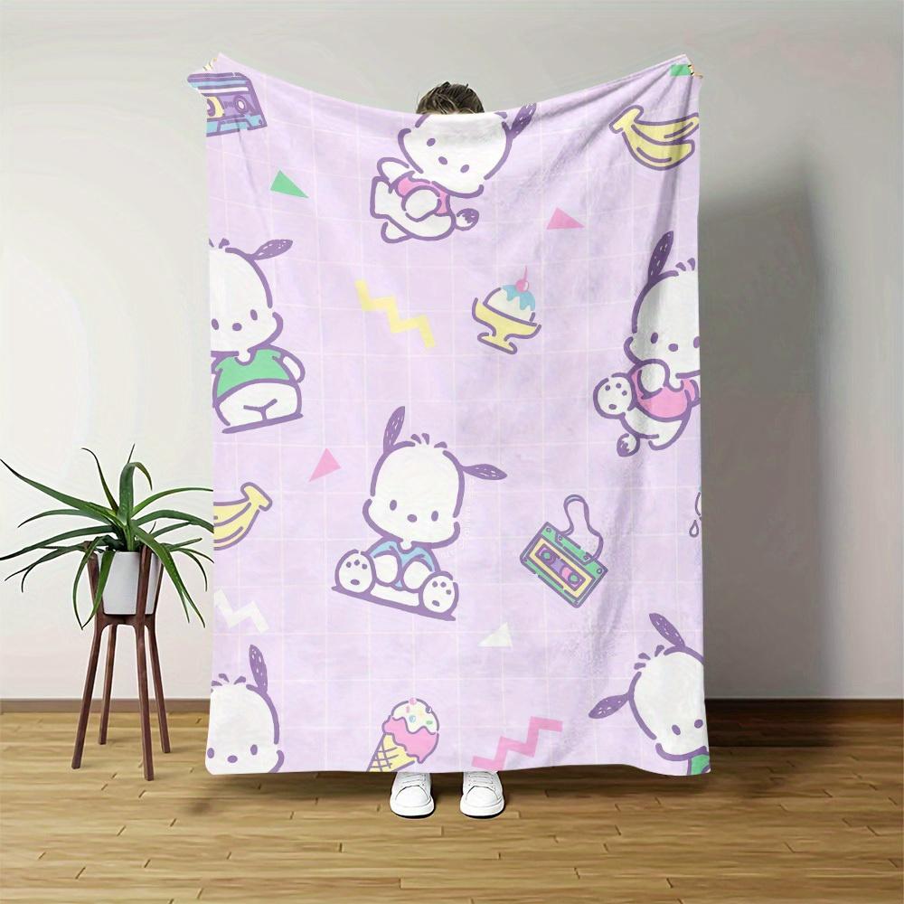 

1pc Sanrio Pochacco Light Purple Retro Flannel Blanket - 2D Print, Ultra Soft Cozy Throw for Bedroom Living Room Camping 75cmx90cm