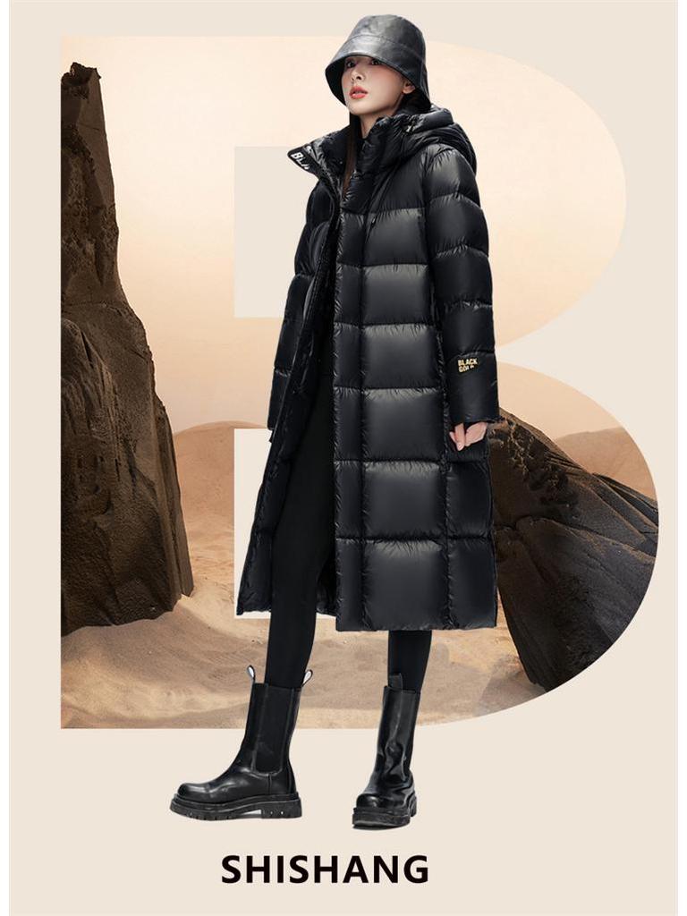 Black Gold Women's Long Goose Down Jacket 2025: Thick Winter Coat, Over-Knee, Unisex Couple Style.