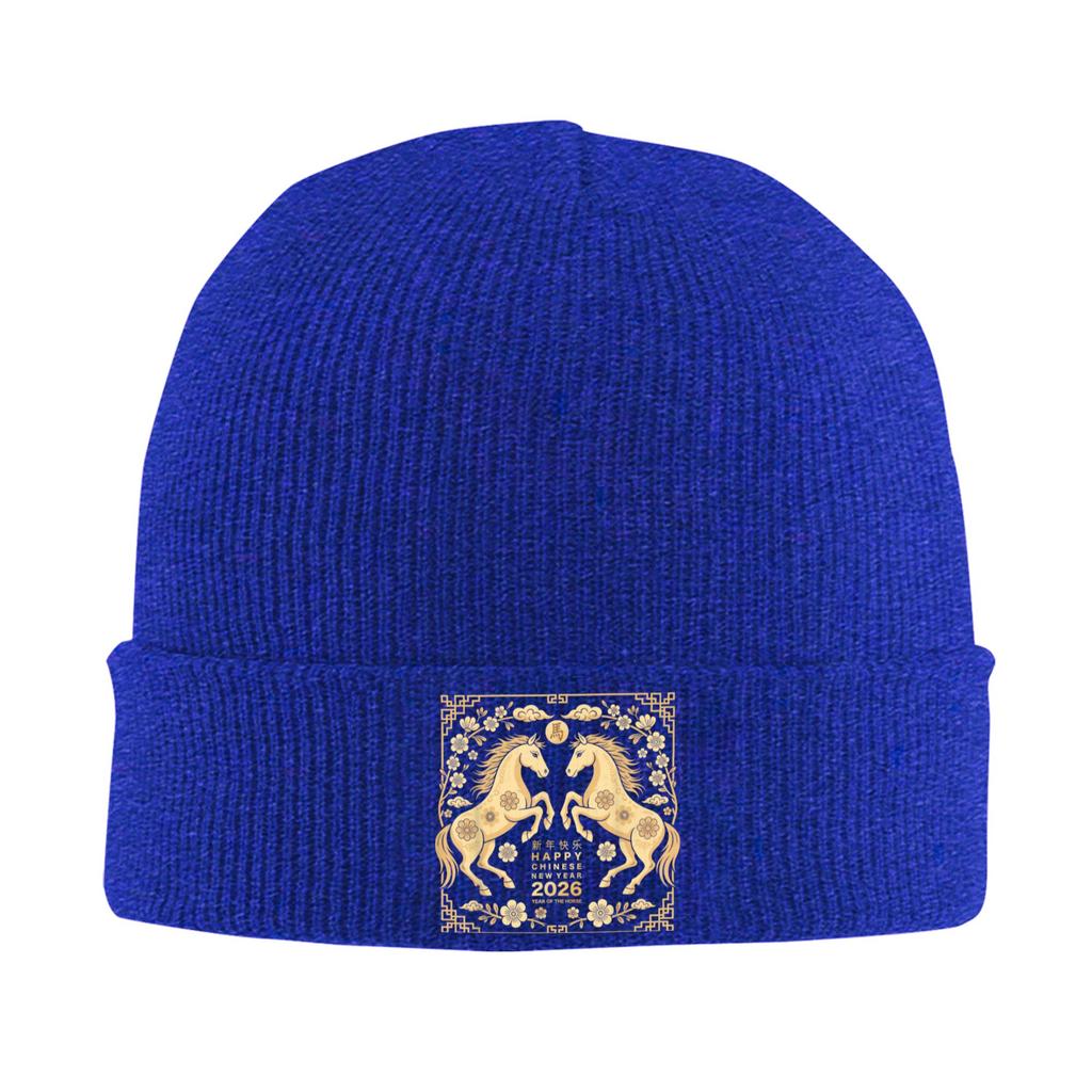 Happy Lunar Chinese New Year 2026 Shirt Year of The Horse Knitted Hat Beanie Hats Gym Head Wrap Bonnet Hats Autumn Caps Gift