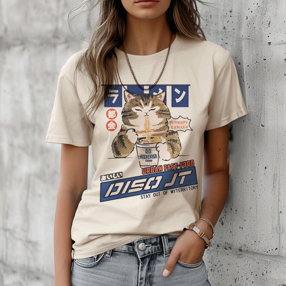 Cute Cat t shirt women manga top girl harajuku graphic 2000s clothing
