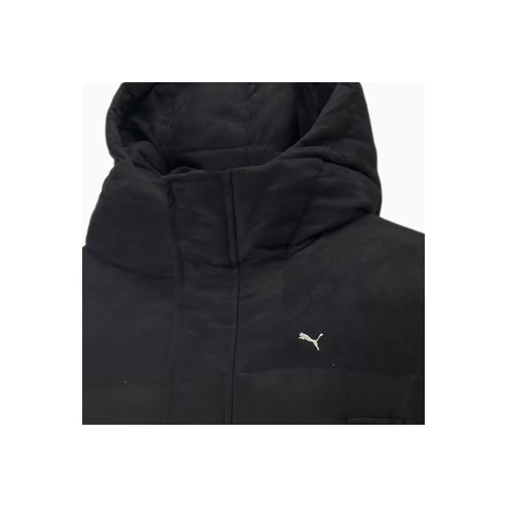 PUMA MMQ Series Logo Print Quilted Down Jacket with Concealed Zipper Unisex Jackets Black 535786-01