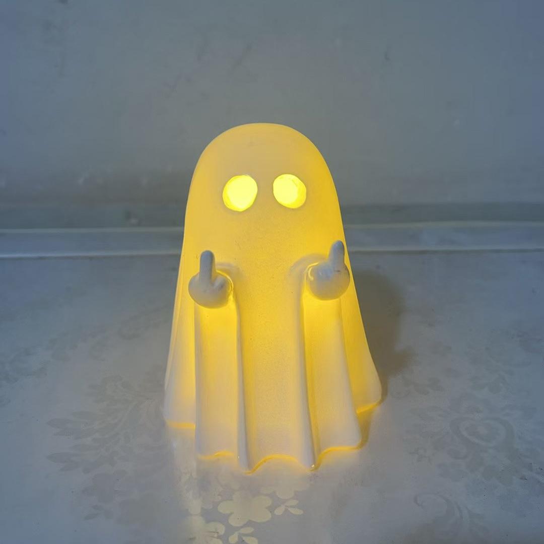

Halloween Glowing Ghost Lighting Resin Ornament Creative Night Lamps For Home Garden Desktop Party Scene Decoration