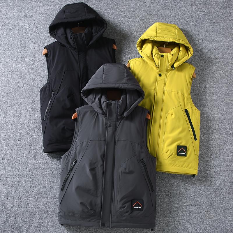 Plus Size L-8XL Fashion Warm Vest Man Winter Waterproof Sleeveless Jackets Hooded Casual Thick Men's Coat