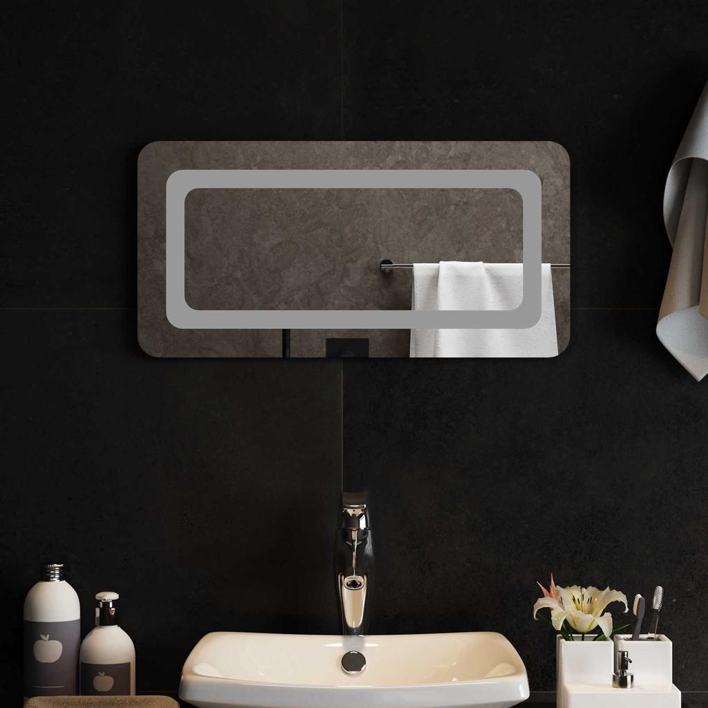 LED Bathroom Mirror Transparent 60 X 30 Cm Tempered Glass