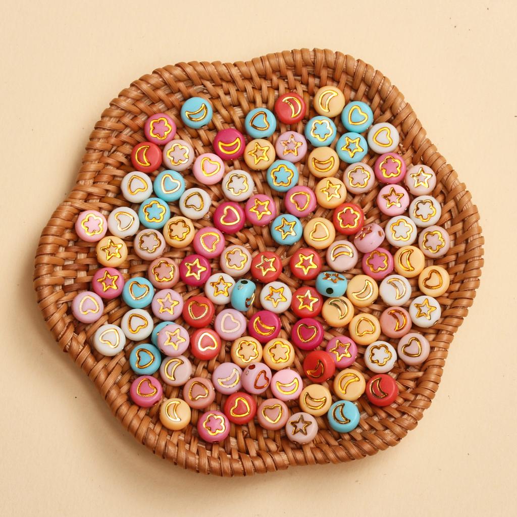 100Pcs 7mm Acrylic Colored Heart Letter Beads DIY Material Jewelry Bracelet Necklace Accessories