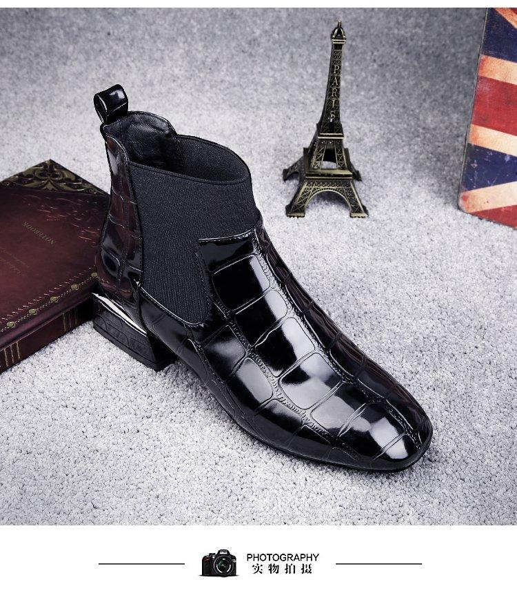 

Fashionable Short Boots Women s Patent Leather Fleece Lined Flat Bottom Square Head Side Zipper British Style Booties 35