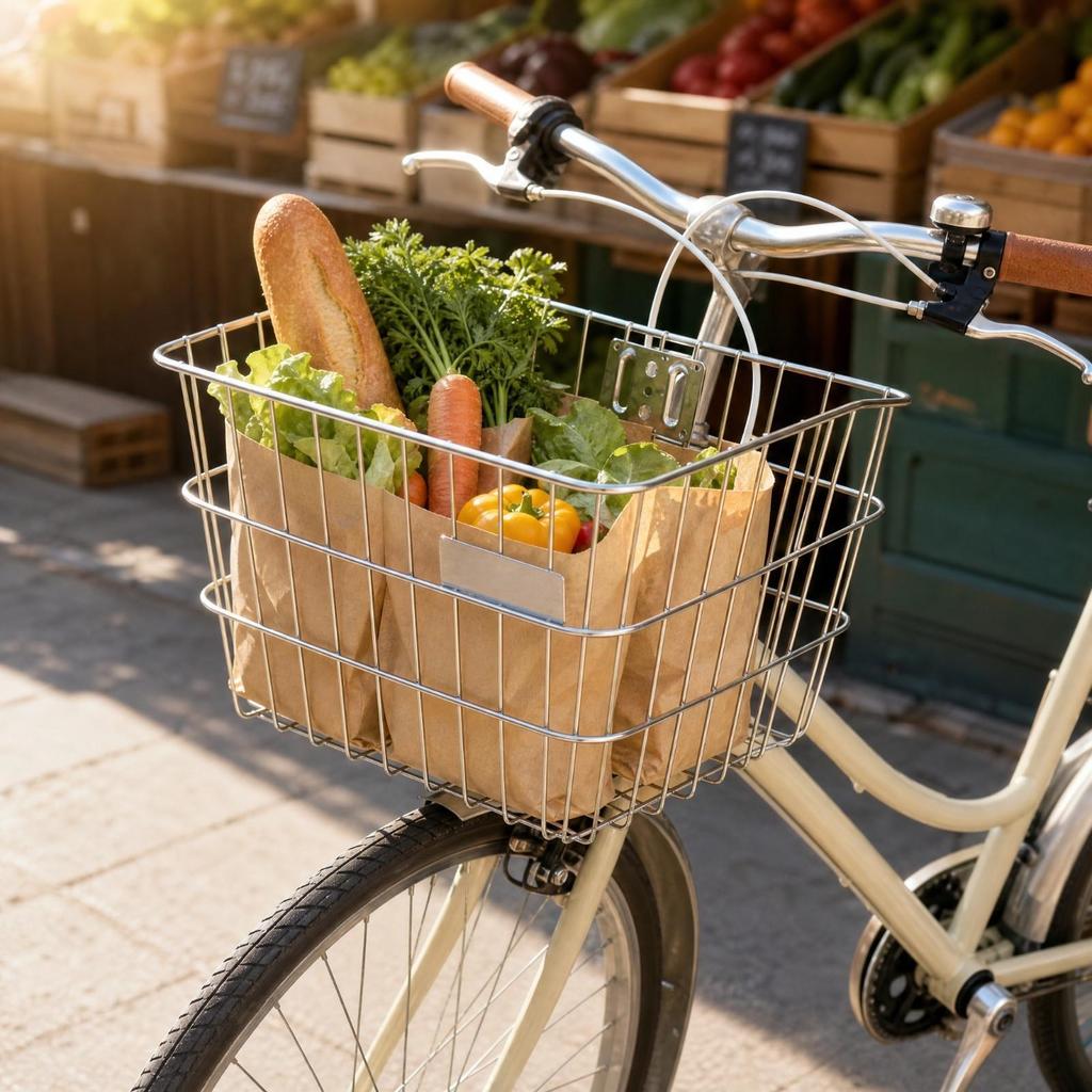 Stainless Steel Front Cycle Basket Weather-Resistant for Grocery Runs