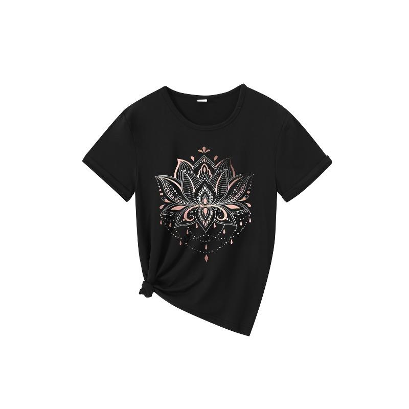 European Size 1pc Women'S T-Shirt | Elegant Mandala Pattern, Comfortable Soft Breathable Fabric, Ideal for Sports, Fitness, Running