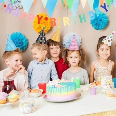 Klobouky na narozeninovou oslavu s puntíky Barevné s bambulkami Sada narozeninových klobouků Kutilské ručně vyráběné papírové kuželové klobouky Narozeninové foto rekvizity