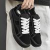 Unisex Black Suede Skate Shoes Contrast Laces Non-slip Casual Sneakers for Daily Wear