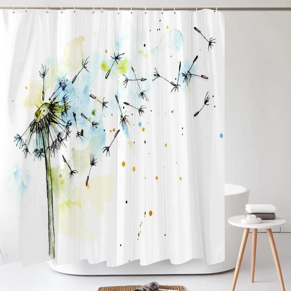 Dandelion Natural Flowers Shower Curtains Waterproof Bathroom Curtain Bath Curtain High Quality With Hooks Shower Curtain