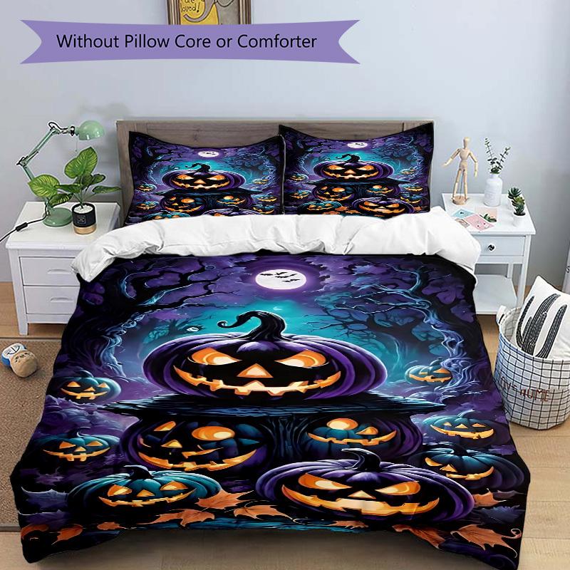 3pcs Spooky Night Scene Duvet Cover Set - Includes 1 Duvet Cover and 2 Pillowcases, No Quilt Core, All-Season Home Decor yy251111087