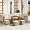 VidaXL 10-Piece Garden Sofa Set with Cream Cushions In Poly Rattan 3365021