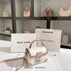 Leather Contrasting Hand-held Box Bag, New Crossbody Makeup Bag