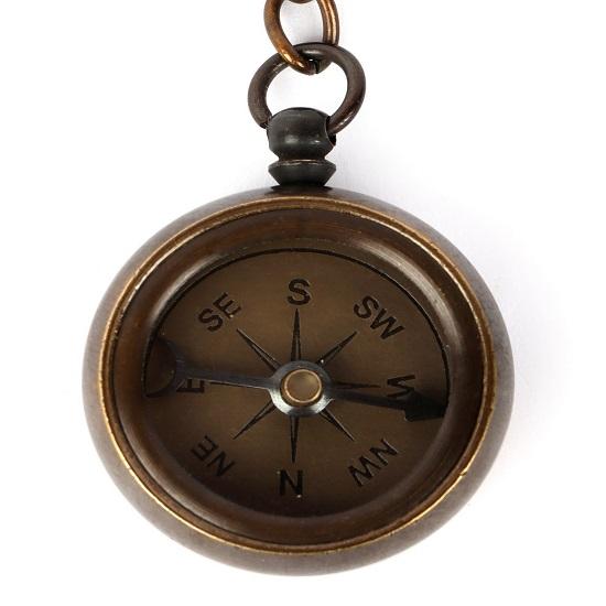 Breloc cu cârlig pentru mașină, din alamă antică, de epocă, Ross London Compass Showpiece