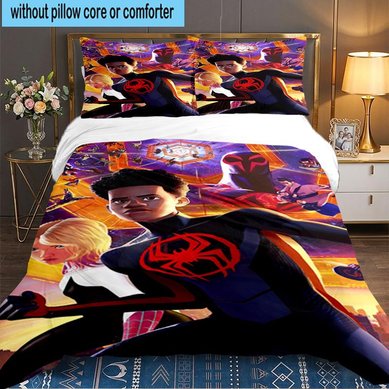 Into The Spider-verse 3-teiliges Bettwäsche-Set, Ideal für 1 Bettbezug und 2 Kissenbezüge, Perfekt als Geschenk für Fans, Ideal für Schlafzimmer, Studentenwohnheim